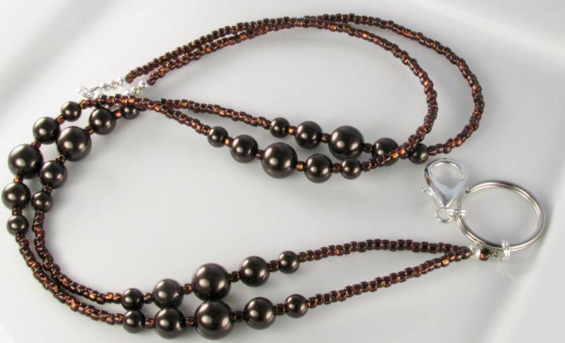 Brown Pearl Perlen Lanyard, Schokolade Schlüsselband, Id Badge Holder, Geschenke Für Sie von curlynetto