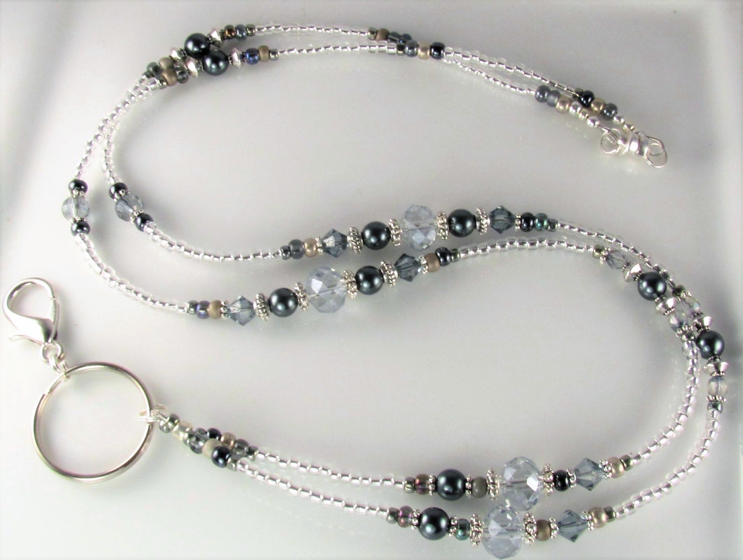 Crystal Blue Perlen Lanyard, Id Ausweishalter, Crystal Gaze, Geschenke Für Sie von curlynetto