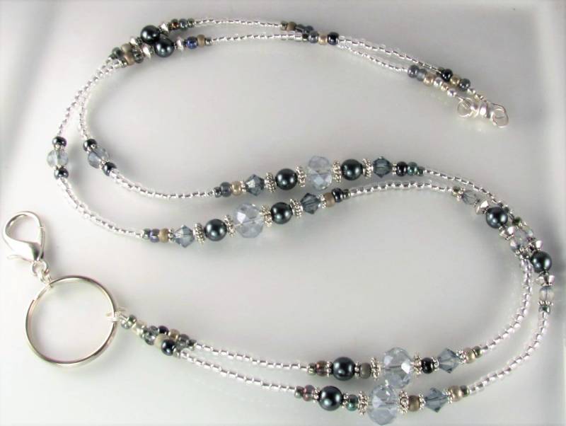 Crystal Blue Perlen Lanyard, Id Ausweishalter, Crystal Gaze, Geschenke Für Sie von curlynetto
