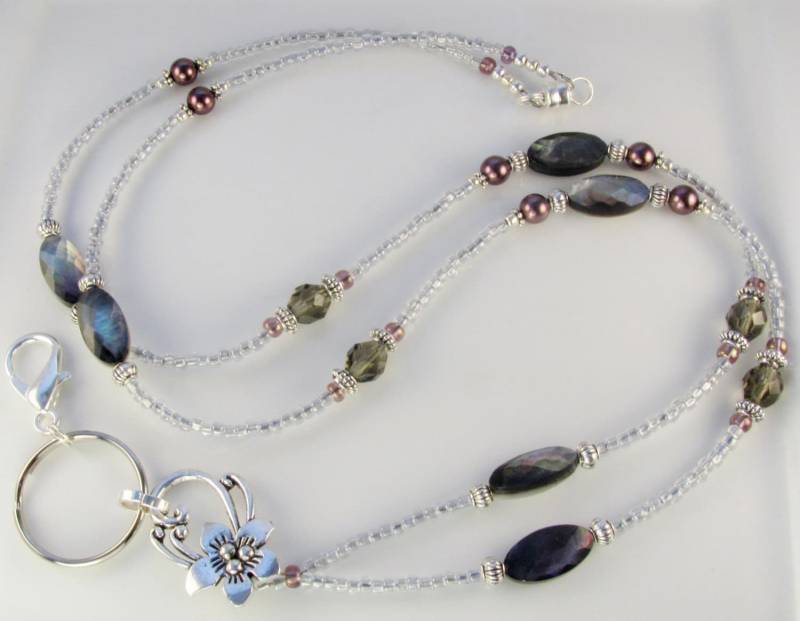 Grau-Shell Perlen Schlüsselband Kutsche Tür Glas Id-Abzeichen Halter Geschenke Für Frauen von curlynetto