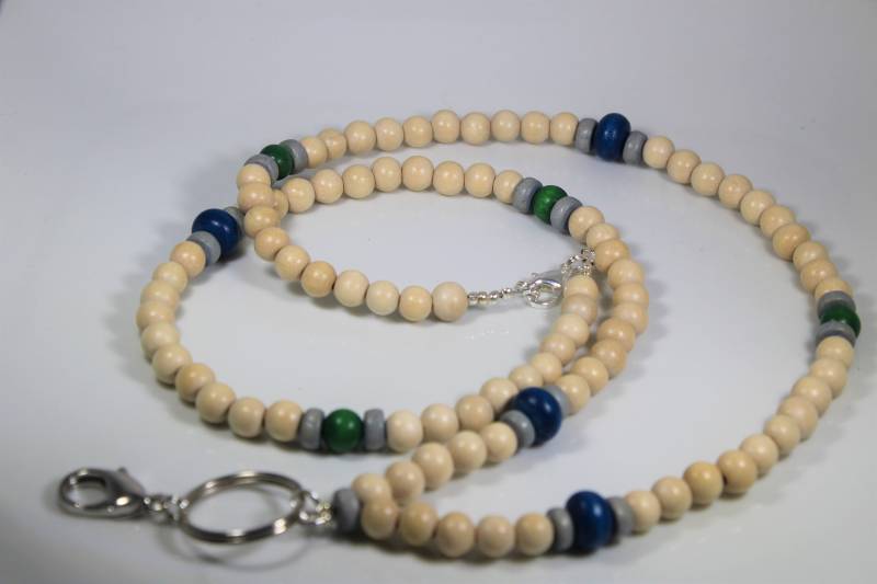 Holz Perlen Lanyard, Id Badge Holder, Halskette, Lehrer Und Krankenschwester Geschenke von curlynetto