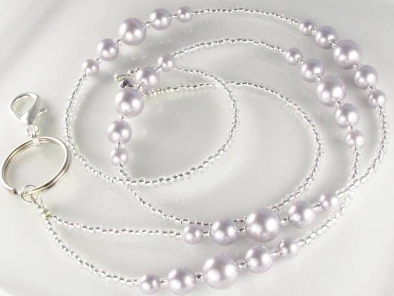 Lavendel Perlen Lanyard Simplicity Perle Id Abzeichen Halter Geschenke Für Sie von curlynetto
