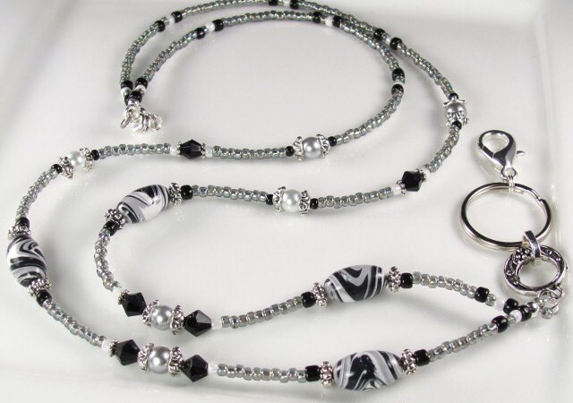 Polymer Clay Perlen Lanyard Modern Love Id Ausweishalter von curlynetto