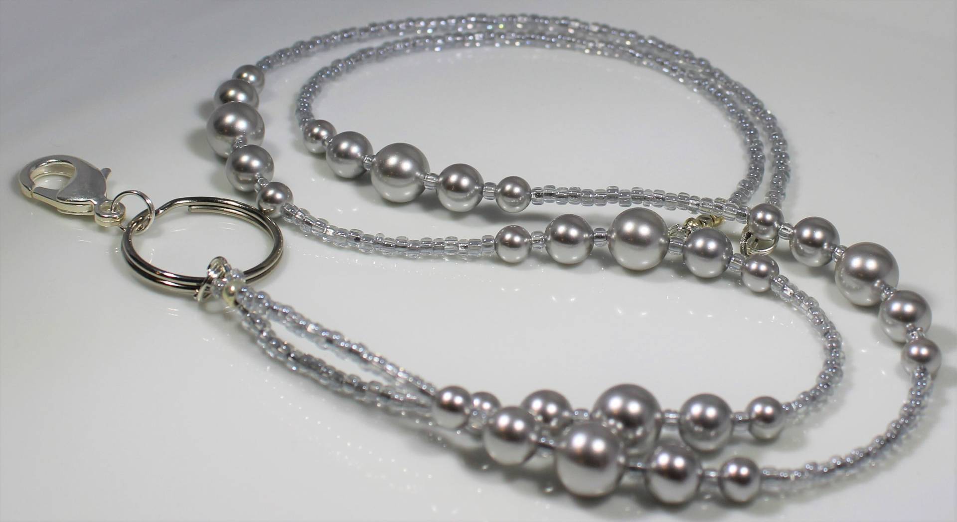 Silber Grau Perlen Schlüsselband Simplicity Perle Id Badge Halter Geschenke Für Sie von curlynetto