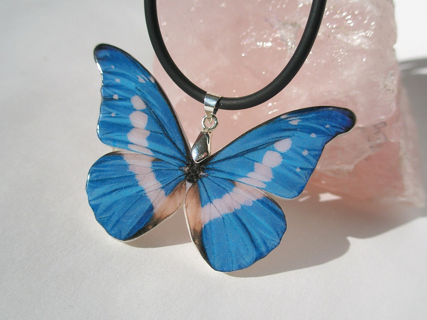 Morpho Helena Schmetterling Halskette | Blaue Und Weiße Aus Polymer-Ton Schmuck Morpho Helena Schmetterling Halskette | Blaue Und Weiße Aus Polymer-Ton Schmuck von cushyadornments