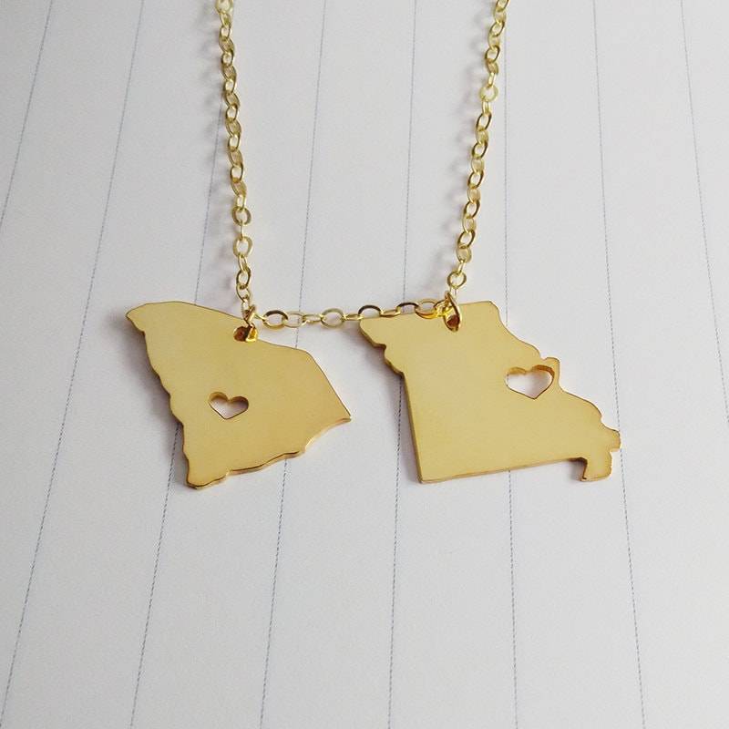 Alle Zwei Staaten Halskette, Doppel Zustand Fern Liebe Beste Freundschaft Bester Freund Geschenk, Heimatstadt Schmuck von customforu