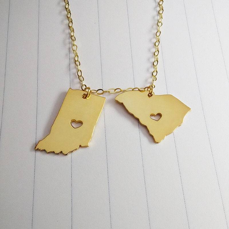 Beste Freundschaft Halskette, Fern Liebe Zwei Staaten Doppel Zustand Bester Freund Geschenk, Heimatstadt Schmuck von customforu