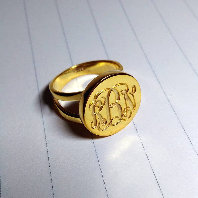 Ehering Gold, Personalisierter Monogrammring, Goldmonogrammring, Anfangsring, 3 Anfangsmonogrammring, Weihnachtsgeschenk von customforu