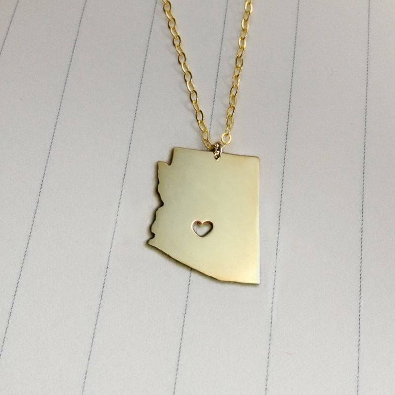 Gold Arizona State Halskette, Az Zustand Charme Geformt Halskette Mit Einem Herz von customforu