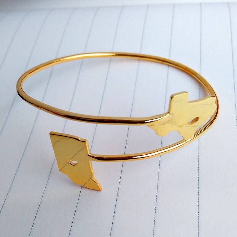 Gold Zwei Staaten Armband, Personalisierte Zustand Bettelarmband, Armreif, Weihnachtsgeschenk von customforu