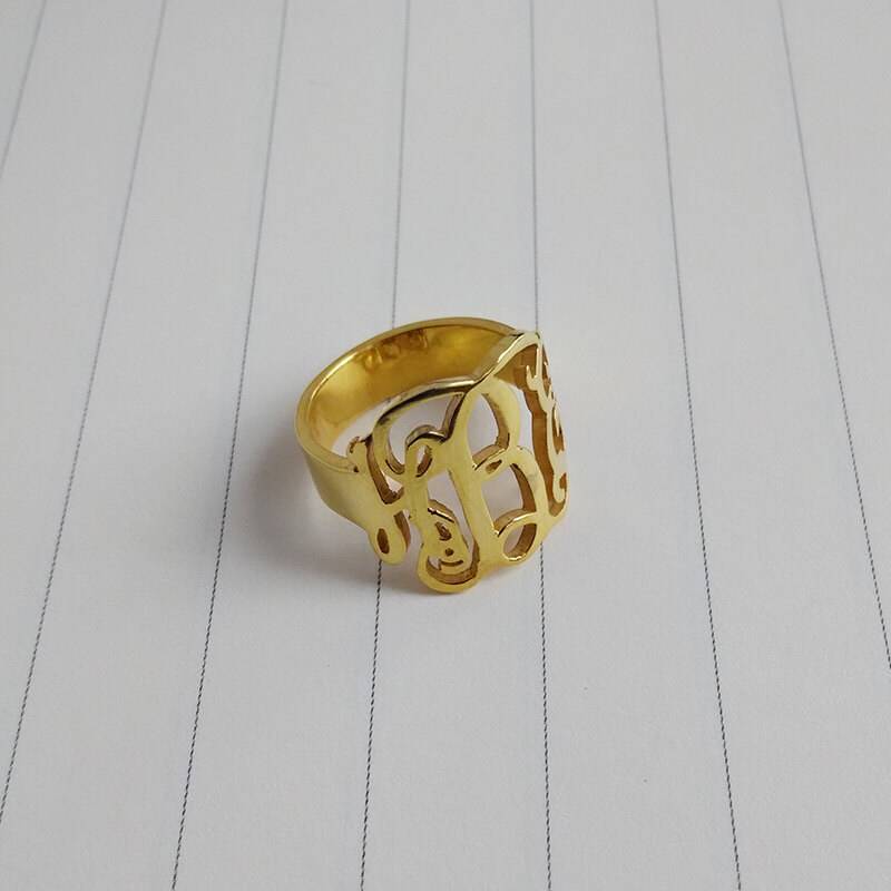 Goldmonogrammring, Personalisierter Monogrammring, Beliebiger Anfangsring, Personalisiert Mit Ihren Initialen, Weihnachtsgeschenk von customforu