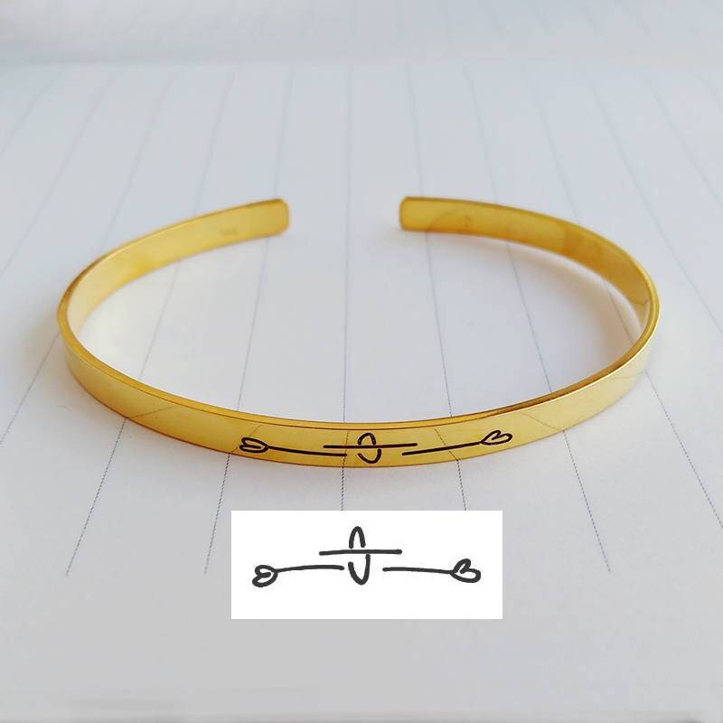 Handschrift Manschette Armreif, Personalisierte Offene Armband Gold, Signatur Echte Handgeschriebene Armband, Weihnachtsgeschenk, Weihnachtsgeschenk von customforu