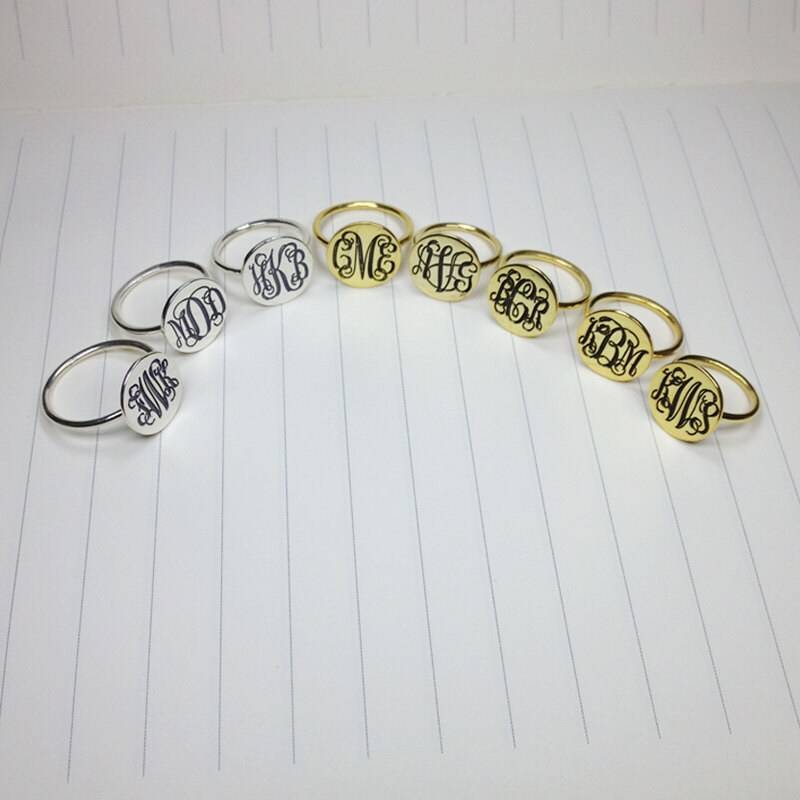 Jeder Anfangsring, Silber Monogramm Ring, Personalisierte 3 Anfangsmonogramm Weihnachtsgeschenk von customforu