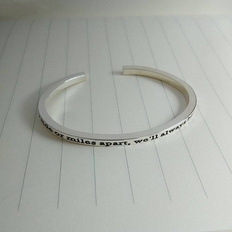 Offenes Manschettenarmband, Armband Mit Gravur, Silber Freundschaftsarmband, Geschenk Für Frauen, Benutzerdefinierter Schmuck von customforu