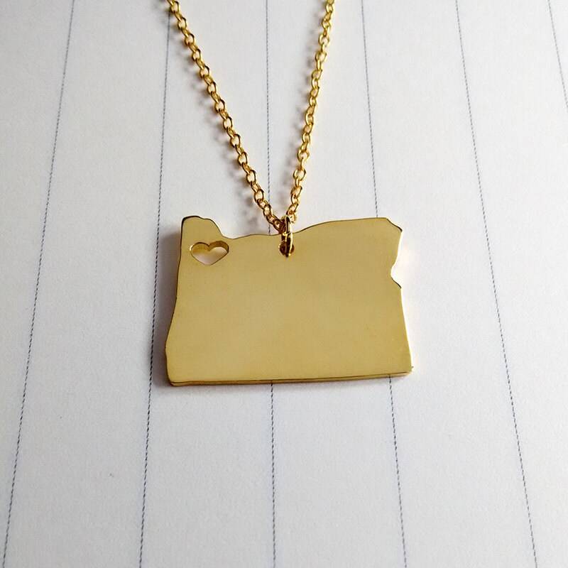 Oregon State Charm Halskette, Oder Zustand Gold Geformt Halskette Mit Einem Herz von customforu