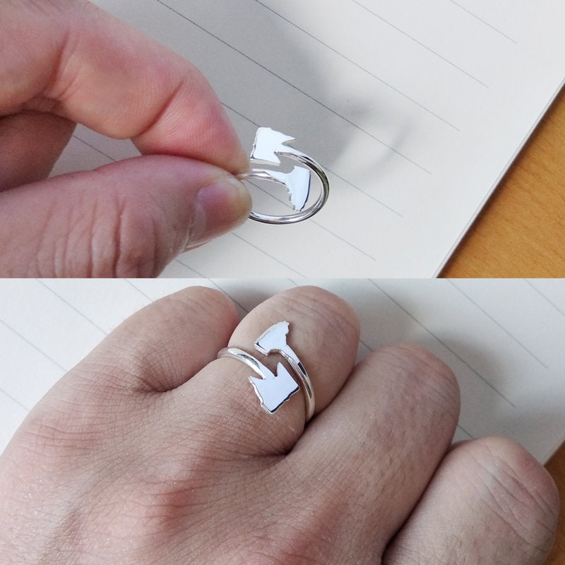 Personalisierte Doppel Staaten Ring, Zwei Silber Alle Bester Freund Benutzerdefinierte Land Oder Fern Geschenk von customforu