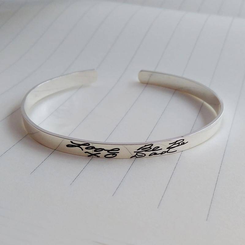 Personalisierte Offene Cuff Armband Armreif, Handgeschriebenes Armband, Signatur Handschrift Benutzerdefinierter Armreif Mit Jeder von customforu
