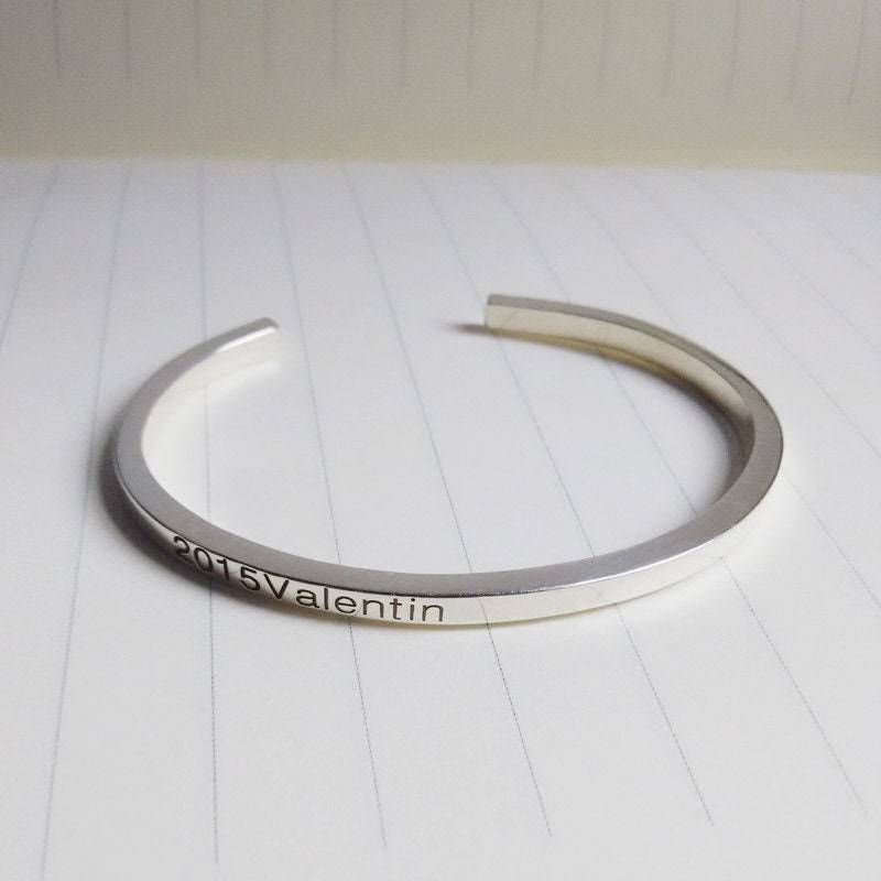 Silber Manschette Armband, Offene Armband Mit Gravur, Freundschaft Armreif, Geschenk Zum Abschluss, Benutzerdefinierter Schmuck von customforu