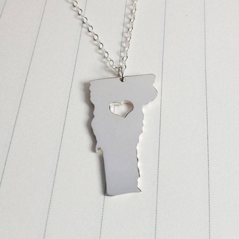 Silber Vermont Zustand Halskette, Vt Charm Geformt Halskette Mit Herz von customforu