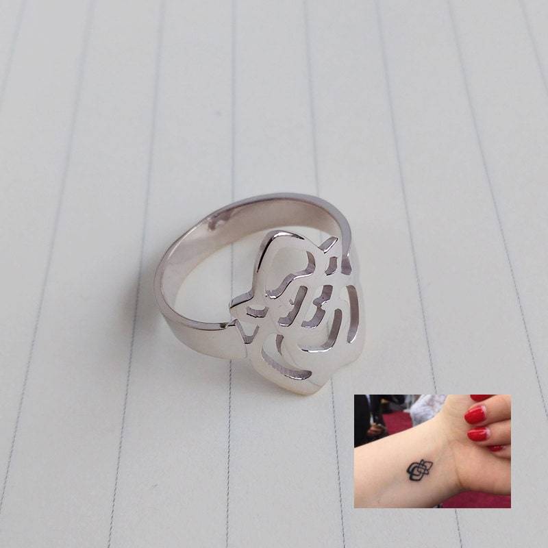 Spezielles Symbol Ring, Benutzerdefinierter Silber Monogramm Jeder Anfangsring, Personalisierte 3 Anfangsmonogramm Weihnachtsgeschenk von customforu