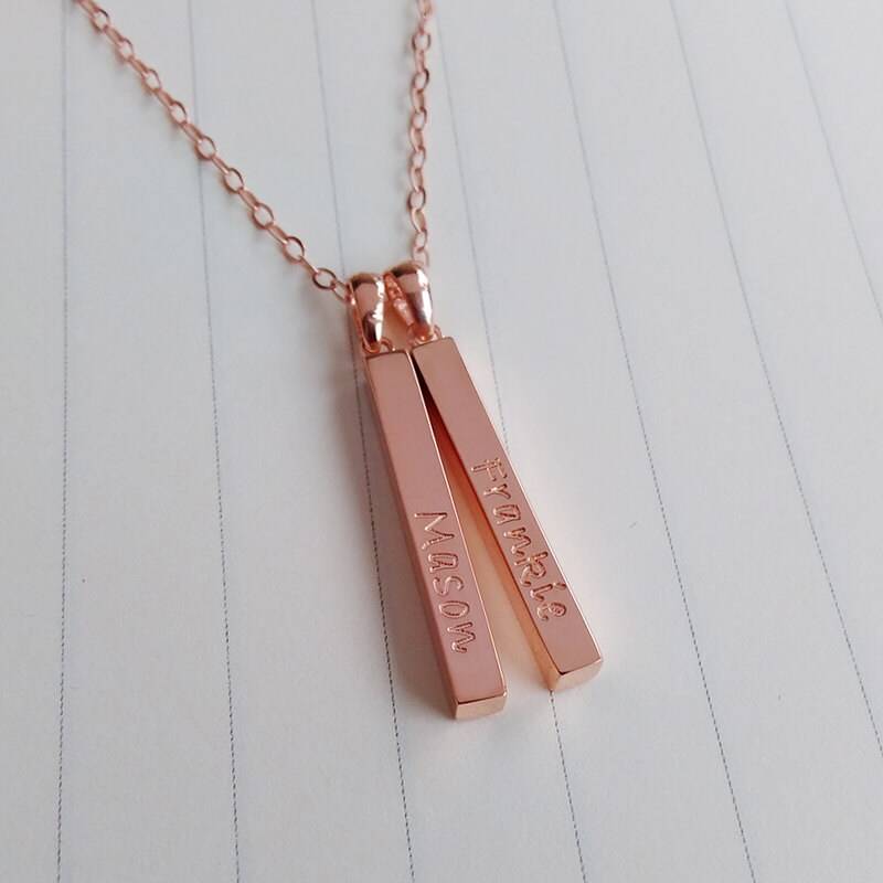 Zwei Bar Auf Einer Halskette, Zwei Name Gravierte Vertikale Personalisierte Benutzerdefinierte Halskette Zwei Bar Auf Einer Halskette, Zwei Name Gravierte Vertikale Personalisierte Benutzerdefinierte Halskette von customforu