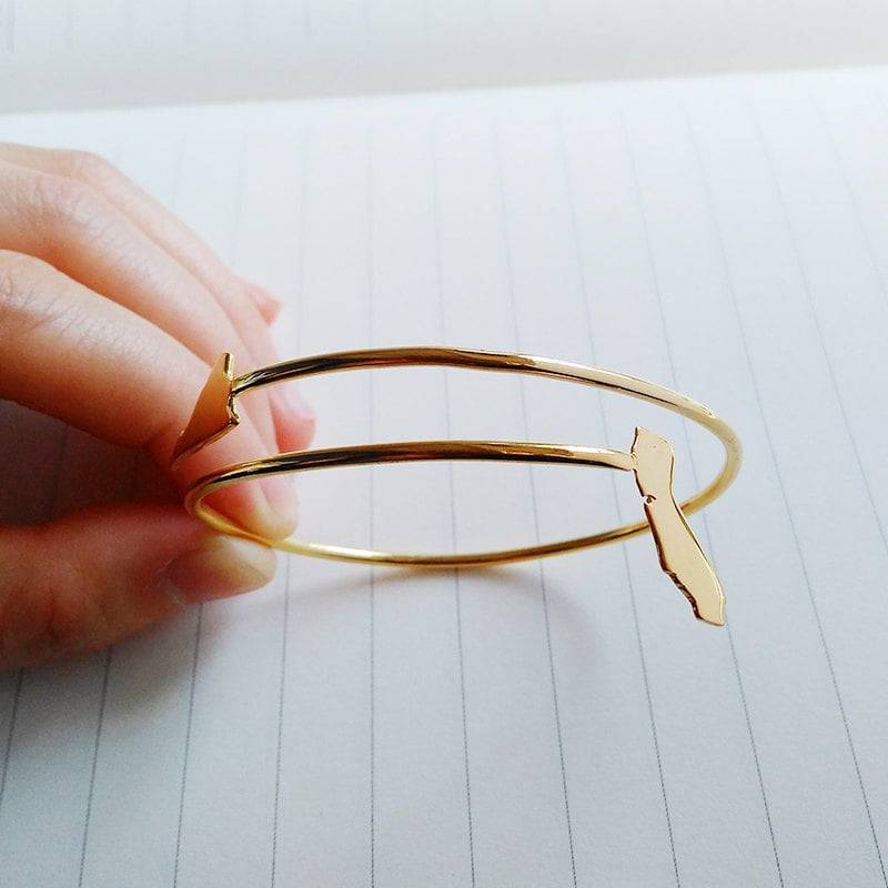 Zwei Staaten Armreif, Zwei Armband, Personalisierte Zustand Bettelarmband, Gold Weihnachtsgeschenk von customforu