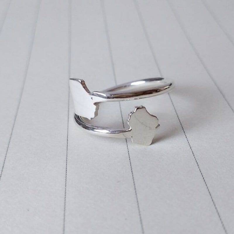 Zwei Staaten Ring, Silber Alle Bester Freund Personalisierte Doppel Benutzerdefinierte Land Oder Fern Geschenk von customforu