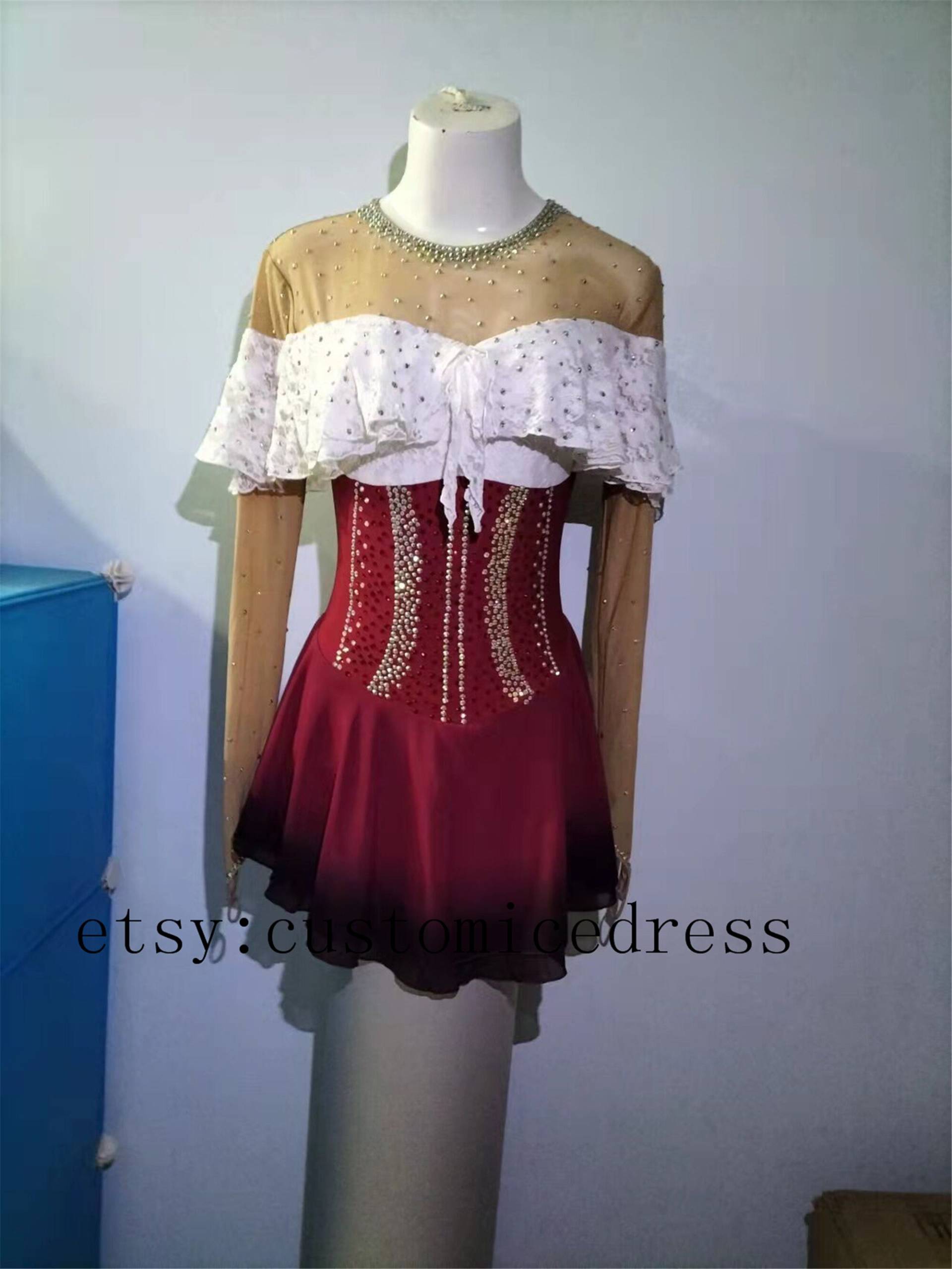 Eiskunstlaufkleider Rot Eiskunstlaufkleider Rot von customicedress