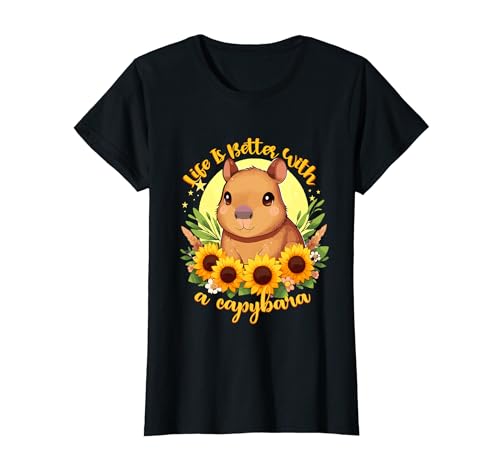 Sonnenblumen Capybara Stofftier Capybara niedlich für Kinder T-Shirt Sonnenblumen Capybara Stofftier Capybara niedlich für Kinder T-Shirt von cute capybara gifts a capybara tshirts for kids