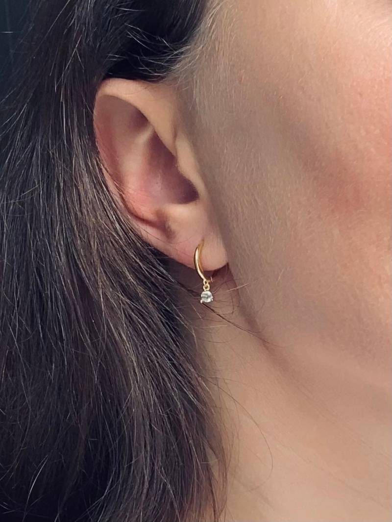 Creole Mit Cz Anhänger - Sterling Silber 925 Kleine Ohrringe Ohrring Gold Silber Hoops Huggie Hoop von cutestoriesnet