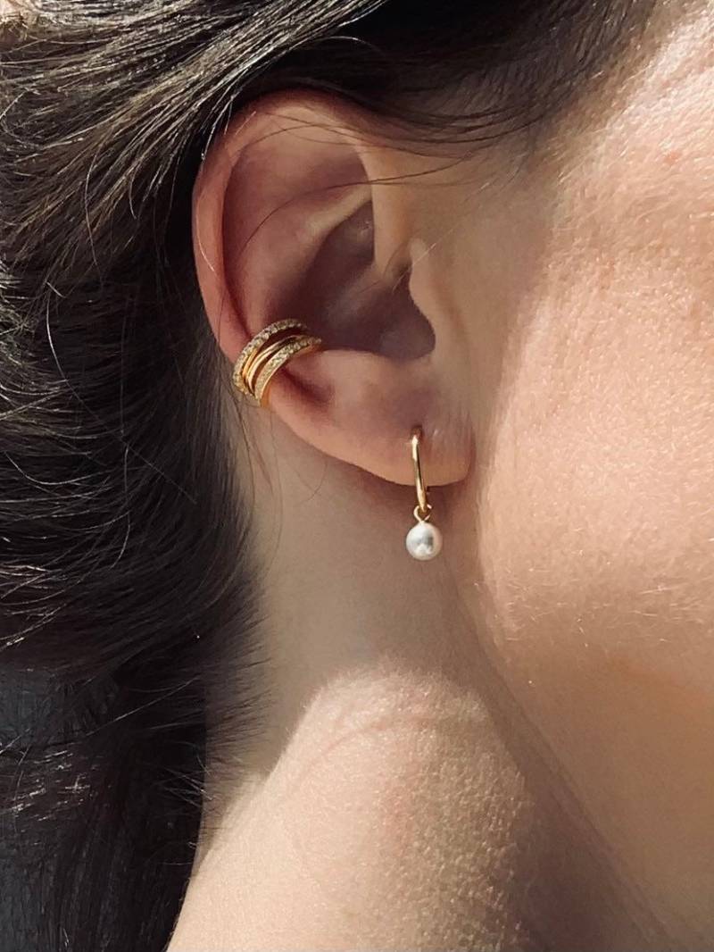 Creole Mit Perle - Ohrringe 18K Vergoldet 925 Sterling Silber Perlenschmuck Gold Gold Schmuck von cutestoriesnet