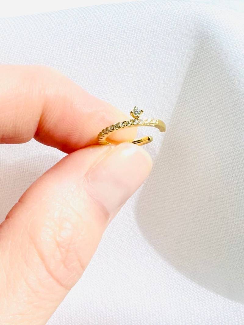 Ohrmanschette Gold - 18K Vergoldet 925 Sterling Silber Weiße Cz Ear Cuff Layering Zierliche von cutestoriesnet