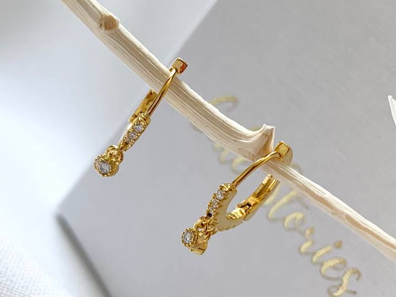 Ohrringe Mit Cz Anhänger - Gold Creole Kleine Sterling Silber 925 Schmuck Silber Filigran von cutestoriesnet