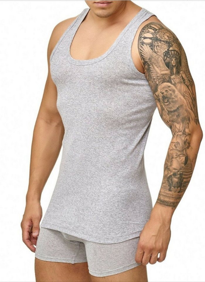 cwonlineshop Unterhemd Tank Top Achselshirt für Herren Grau (Spar-Set, 4-St) Feinripp aus 100% Baumwolle Grau von cwonlineshop