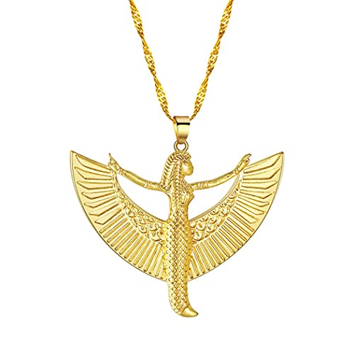 cxwind Ägyptische geflügelte Göttin Isis Anhänger Halskette 18k vergoldet Talisman für Leben und Fruchtbarkeit Charm Schmuck Geschenk von cxwind
