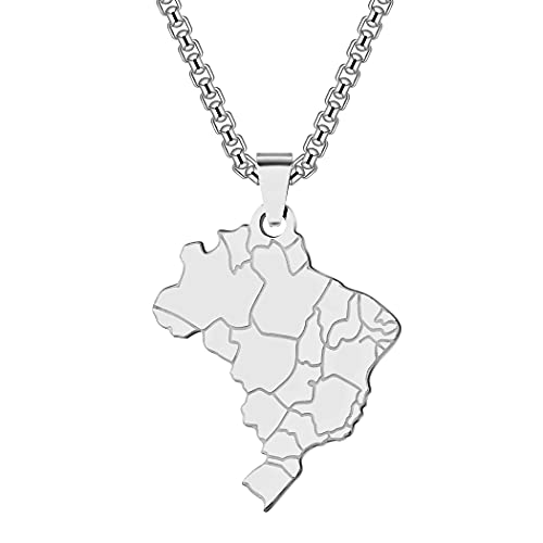 cxwind Brasilien Karte Halskette, Brasilien Kontinent Anhänger Halskette, Brasilien maßgeschneiderte Charm Halskette Brasilianer Schmuck Geschenke von cxwind