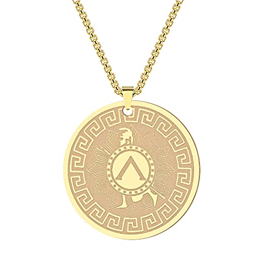 cxwind Vintage griechischer Held Achilles Stärke und Unbesiegbarkeit Talisman Anhänger Halskette Edelstahl Mythologie Schmuck Geschenk(gold) von cxwind