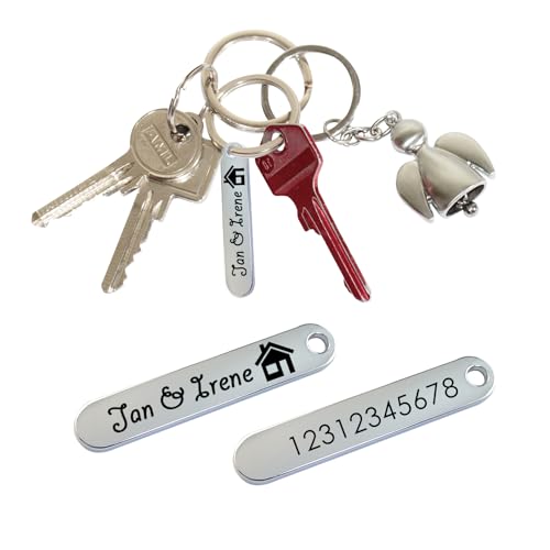 cyanthor Verlustsichere Schlüsselringe Lasergravur Kinder Verlustsichere Tasche Zubehör Metall Marke (Lange Streifen) von cyanthor