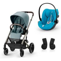 cybex GOLD Kinderwagen Balios S Lux Taupe Sky Blue inklusive Babyschale Cloud G i-Size Plus Beach Blue und Adapter von cybex GOLD