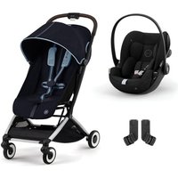 cybex GOLD Kinderwagen Orfeo Silver Ocean Blue inklusive Babyschale Cloud G i-Size Moon Black mit Babyschale und Adapter von cybex GOLD