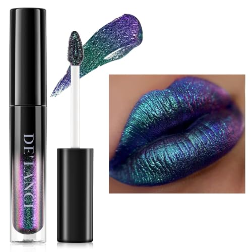 Chameleon Liquid Lipstick - Blau Grün Lila Farbe, Schimmernder Metallischer Bunter Lipgloss für Frauen Mädchen Lippen Make-up Geschenk, Feuchtigkeitsspendend, Wasserfest Langanhaltend, Glänzend, #5 von cypedo