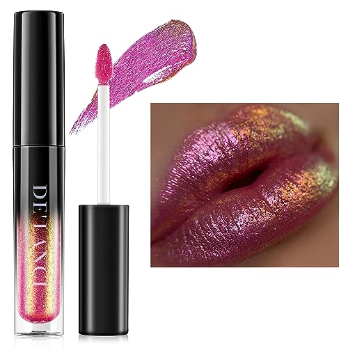 Chameleon Flüssig Lippenstift Rosa Grün Farbe, Schimmer Metallic Bunte Lipgloss für Frauen Mädchen Lippen Make-up Geschenk, Hydrating Wasserdicht und langlebig Lippenstift glänzend, Talk-frei,#8 von cypedo