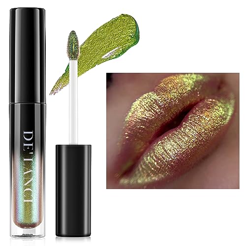 Chameleon Lippenstift Blau Grün Farbe, Schimmer Metallic Bunte Lipgloss für Frauen Mädchen Lippen Make-up Geschenk, Hydrating wasserdicht und langlebig Lippenstift glänzend, Talk-frei,#1 von cypedo