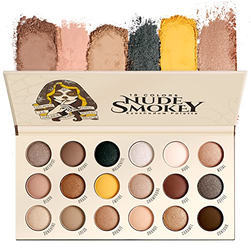 DE'LANCI Nude Lidschatten Palette Natürliche Nude Smoky 18 Weiche Warme Matte Farben, Hochpigmentierte Neutrale Schimmer Matallic Langanhaltende Wasserdichte Champagner Lidschatten Make-up Palette von cypedo