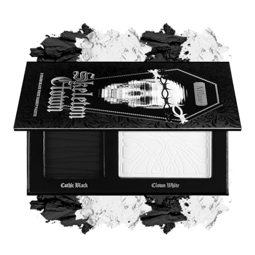Schwarz-Weiß-Make-up-Palette, Halloween Schwarz-Weiß-Gothic Foundation & Lidschatten-Set, gepresstes Puder-Makeup für Smokey Eyes, hochpigmentiertes Gesichtsfarbe, Cosplay & Kostüm-Make-up von cypedo