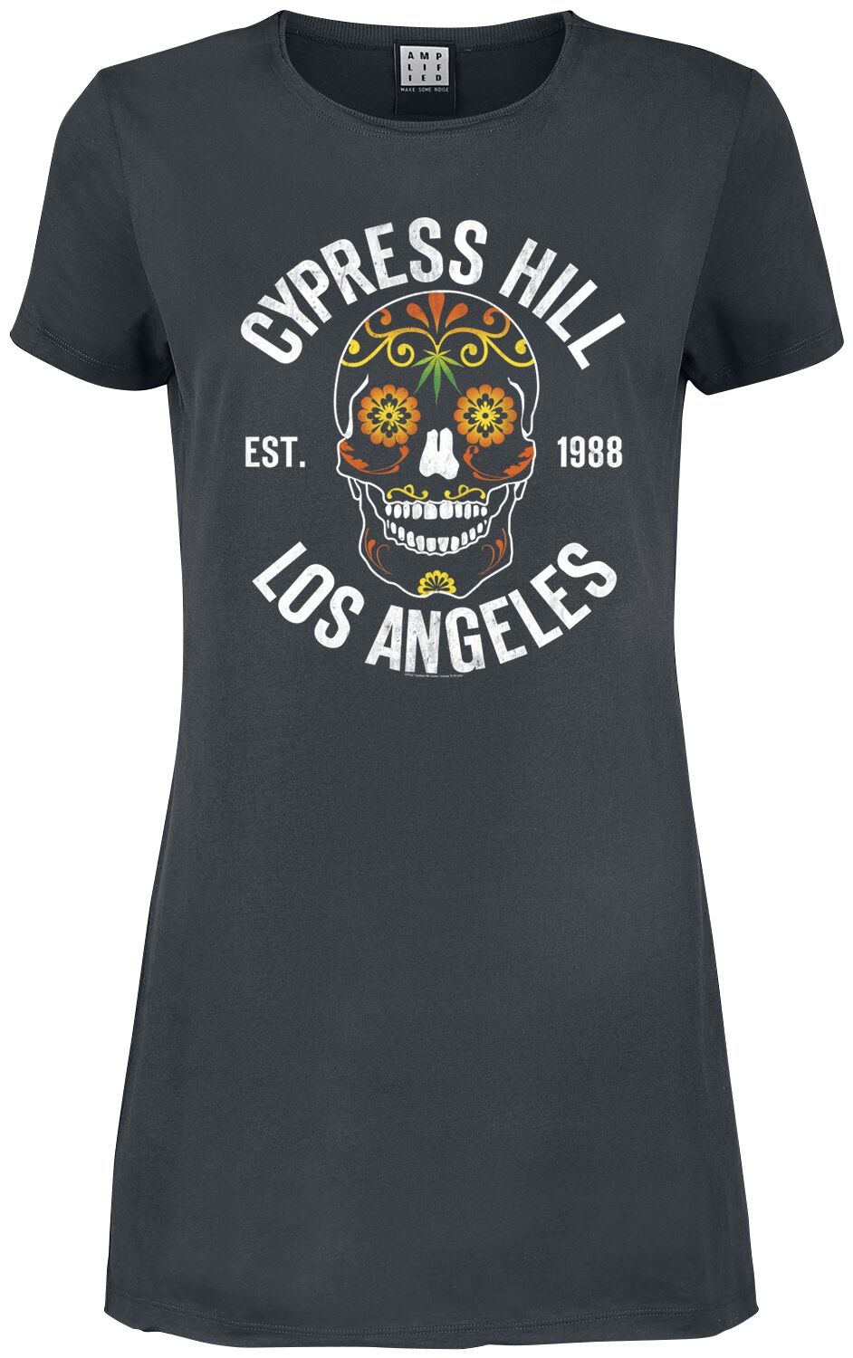 Cypress Hill Kurzes Kleid - Amplified Collection - Floral Skull - XS bis XXL - für Damen - Größe L - charcoal  - Lizenziertes Merchandise! von cypress hill