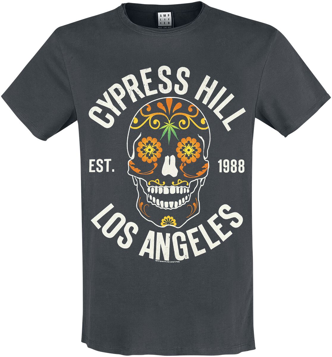 Cypress Hill T-Shirt - Amplified Collection - Floral Skull - S bis 3XL - für Männer - Größe S - charcoal  - Lizenziertes Merchandise! von cypress hill