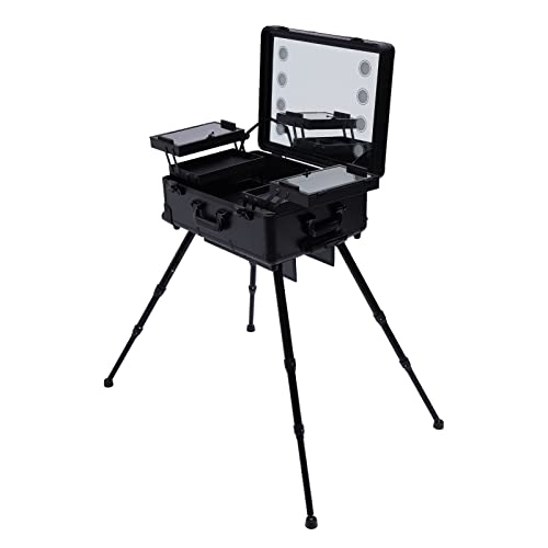 czyuRachel Kosmetikkoffer, Trolley Schminkkoffer Make-Up Koffer Beauty Case Mit 4 Rollen Und 8 Stück 5w Led-Lampen von czyuRachel