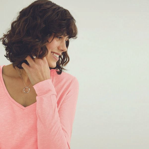 d'Els Esterella Damen V-Neck Langarm T-Shirt aus Flame Bio Baumwolle von d'Els