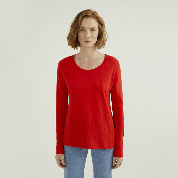 d'Els Miriam Damen Rundhals-Neck Langarm T-Shirt aus Flame Bio Baumwolle von d'Els